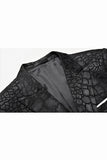 Black Jacquard Peak Lapel One Button 2 Piece Men's Suit