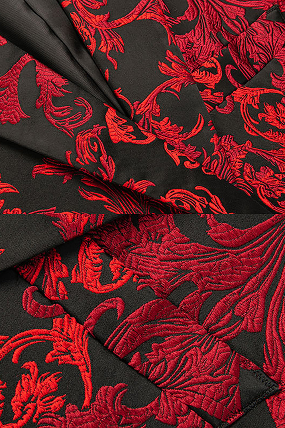 Red Floral Notched Lapel Slim Fit Men's Blazer