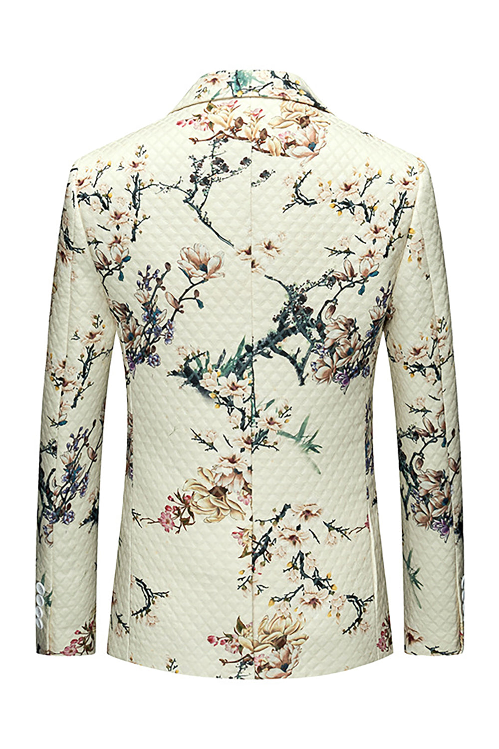 Ivory Floral Slim Fit One Button Notched Lapel Men's Wedding Blazer