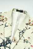 Ivory Floral Slim Fit One Button Notched Lapel Men's Wedding Blazer