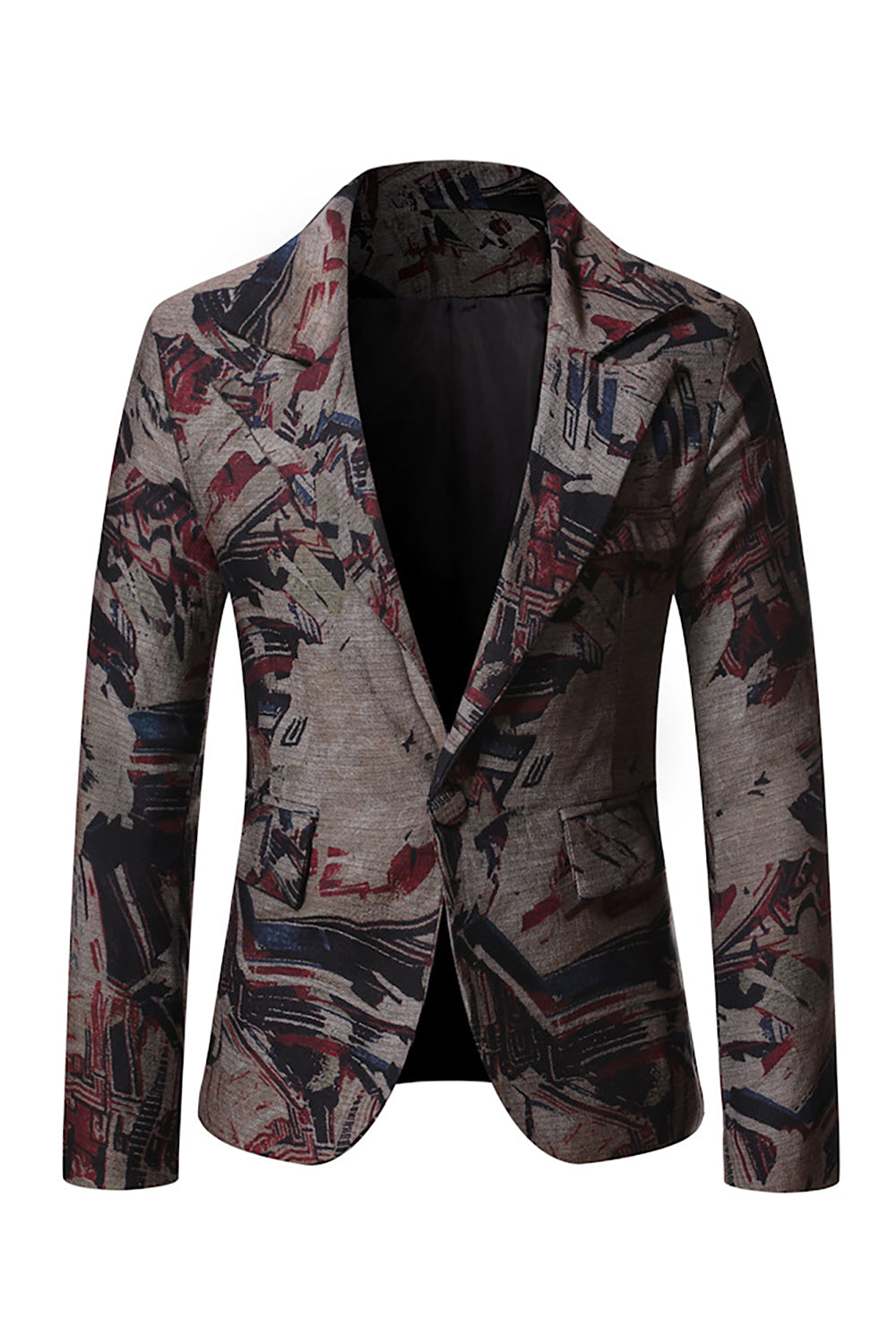Men's Dark Coffee Notched Lapel Blazer with with Pockets