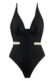 Classic Black Strappy One-Piece Swimsuit