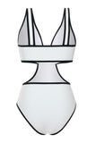 White Cut Out One-Piece Swimsuit with Bow
