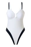 White Spaghetti Straps One Piece Swimsuit