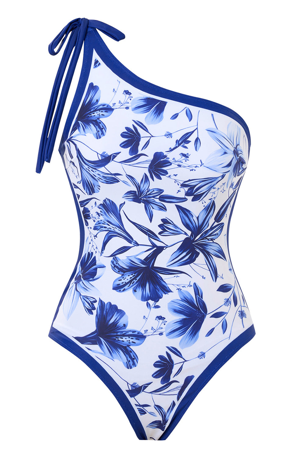 Blue Print One Shoulder Swimwear