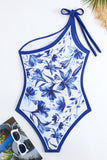 Blue Print One Shoulder Swimwear