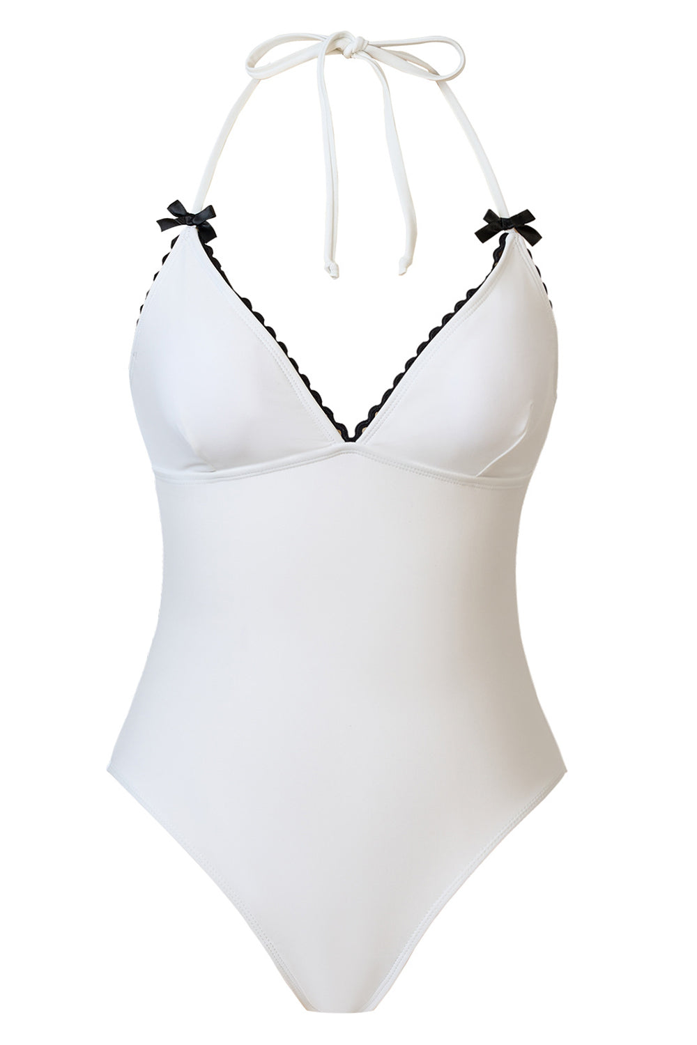 Halter Black One Piece Swimsuit with Cover Up