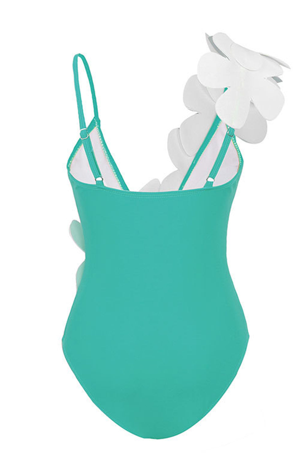 Black White One Piece V Neck Beach Swimwear with 3D Flowers