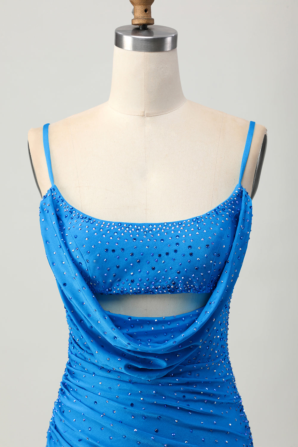 Blue Bodycon Cut Out Short Homecoming Dress with Beading