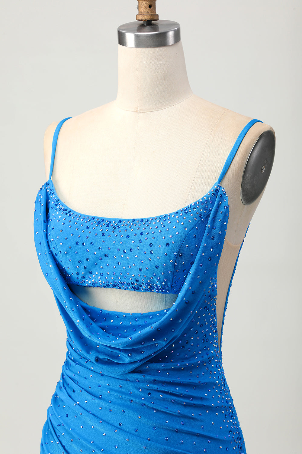 Blue Bodycon Cut Out Short Homecoming Dress with Beading
