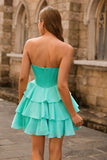 Green A Line Sweetheart Corset Homecoming Dress with Beading