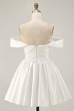 Ruched Off The Shoulder White Short Homecoming Dress