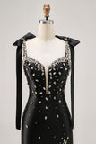 Sparkly Black Tight Rhinestones Short Homecoming Dress with Slit