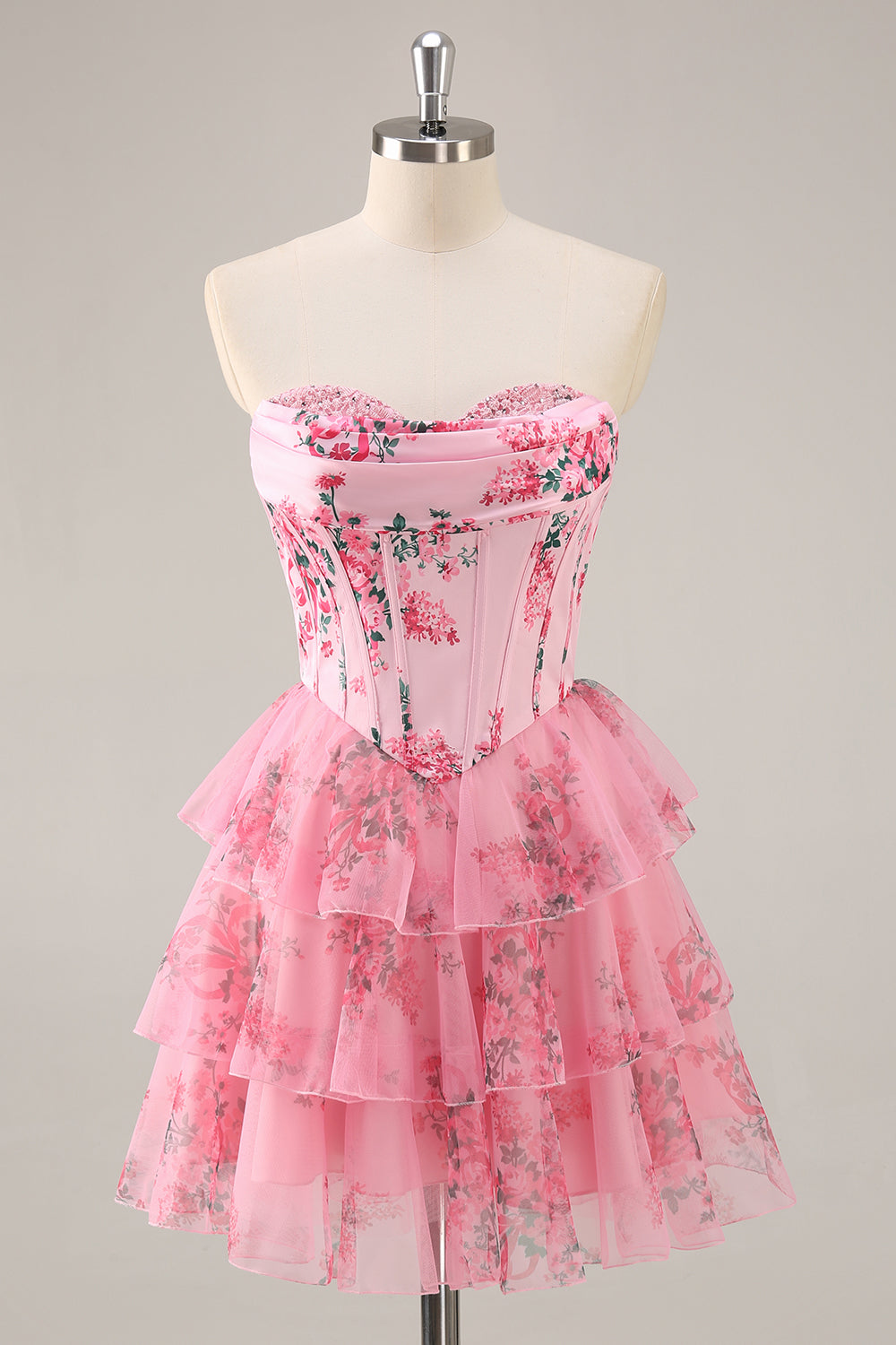 pink floral homecoming dress