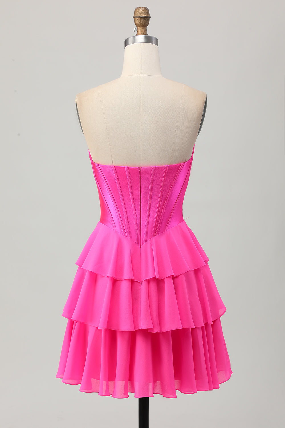 Blue Strapless Corset Tiered A-Line Short Homecoming Dress