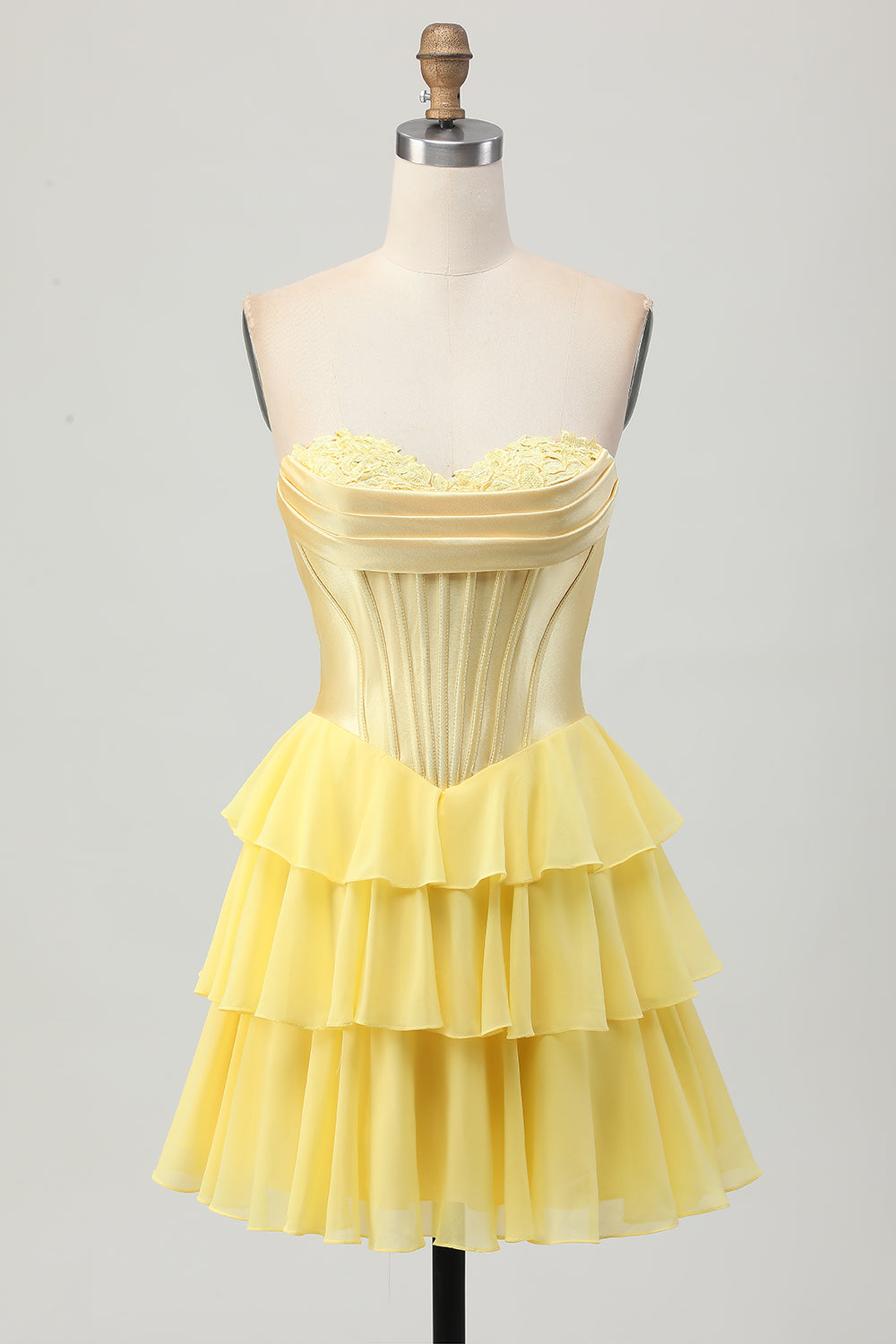 Blue Strapless Corset Tiered A-Line Short Homecoming Dress