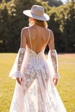 White A Line Corset Lace Western Wedding Dress