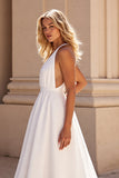 Halter A Line Sweep Train Simple Wedding Dress