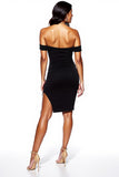 Black Bodycon Off the Shoulder Short Cocktail Dress