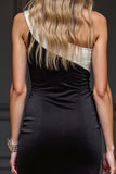 Black and White Bodycon One Shoulder Cocktail Dress