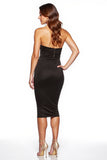 Strapless Bodycon Black Midi Cocktail Dress