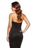 Strapless Bodycon Black Midi Cocktail Dress