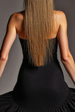 Black Strapless A Line Cocktail Dress with Ruffles