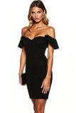 Black Bodycon Off the Shoulder Cocktail Dress