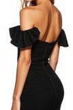 Black Bodycon Off the Shoulder Cocktail Dress