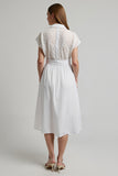 White A Line Collar Neck Midi Work Dress