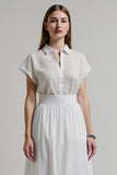 White A Line Collar Neck Midi Work Dress