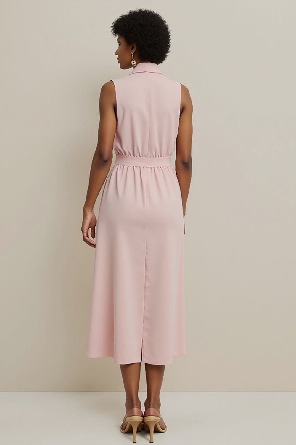 Pink Satin Shawl Lapel Bodycon Work Dress with Bow