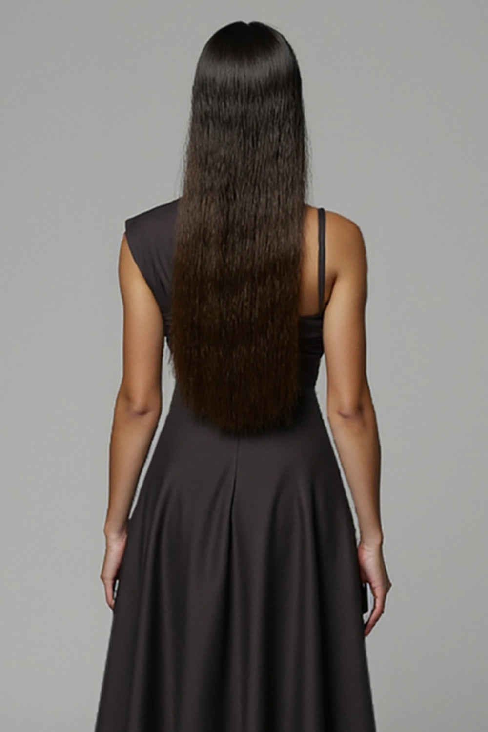 A Line Asymmetrical Midi Black Work Dress