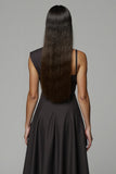 A Line Asymmetrical Midi Black Work Dress