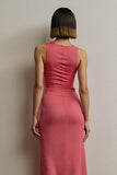Simple Red Sheath Round Neck Work Dress