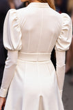 Sparkly White Sequin Bodycon Short Work Dress with Sleeves