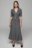Sparkly Dark Grey Sheath 2 Piece Work Suits