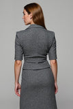 Sparkly Dark Grey Sheath 2 Piece Work Suits