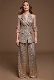 Sparkly Golden 2 Piece Sequins Holiday Suits