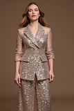 Sparkly Golden 2 Piece Sequins Holiday Suits