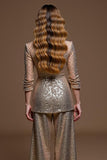 Sparkly Golden 2 Piece Sequins Holiday Suits
