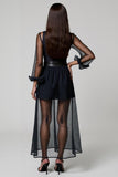 Navy A Line V-Neck Cocktail Dress with Sleeves