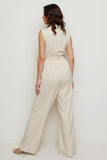 Ivory V-Neck Sleeveless Long Women Jumpsuits
