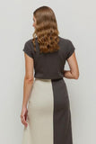 Coffee A-Line Square Neck Work Dress with Sleeves