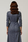 Sparkly Sequins V Neck Midi Work Dress