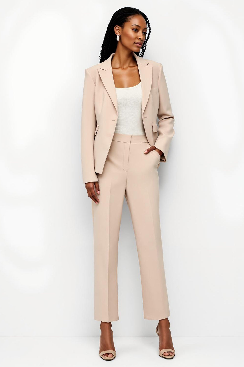 Apricot Peak Lapel One Button 2 Piece Women Suits