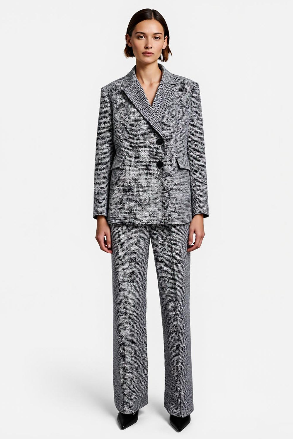 Grey Notched Lapel Single Breasted 2 Piece Women Suits