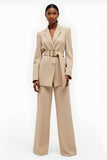 Apricot 2 Piece Notched Lapel Women Suits with Belts