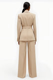 Apricot 2 Piece Notched Lapel Women Suits with Belts