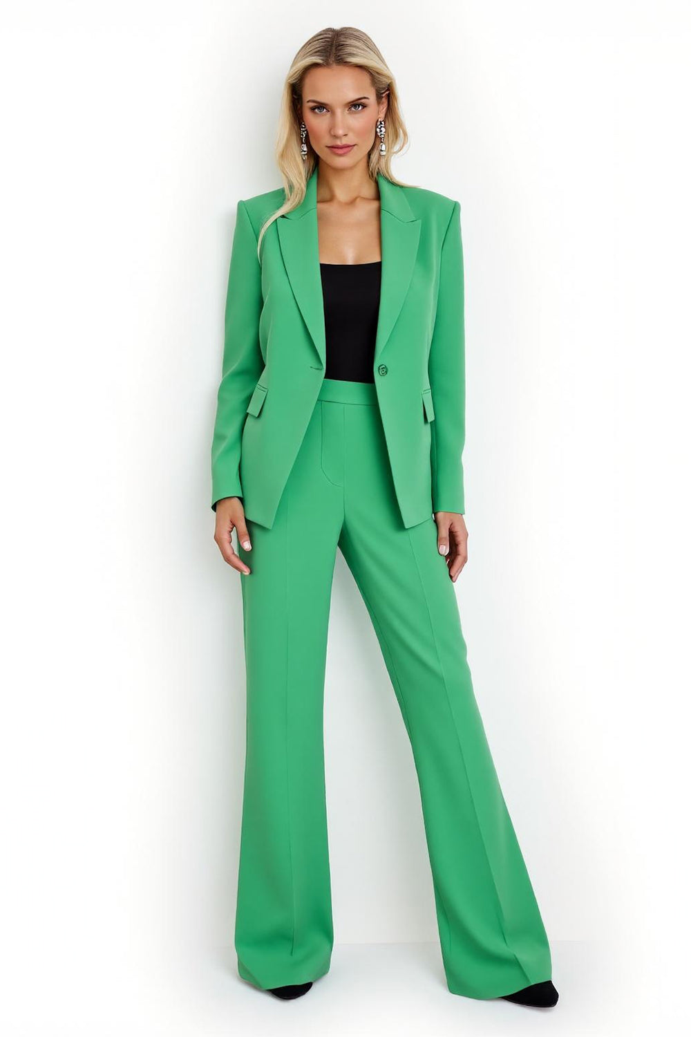 Green Peak Lapel One Button 2 Pieces Women Suits